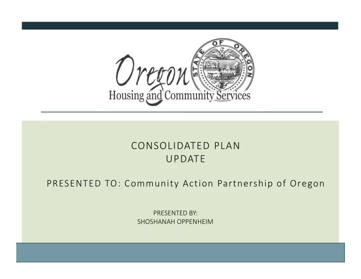 consolidated plan update