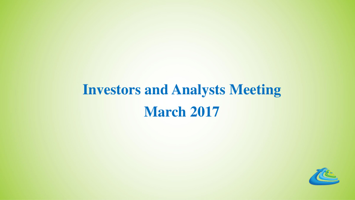 investors and analysts meeting