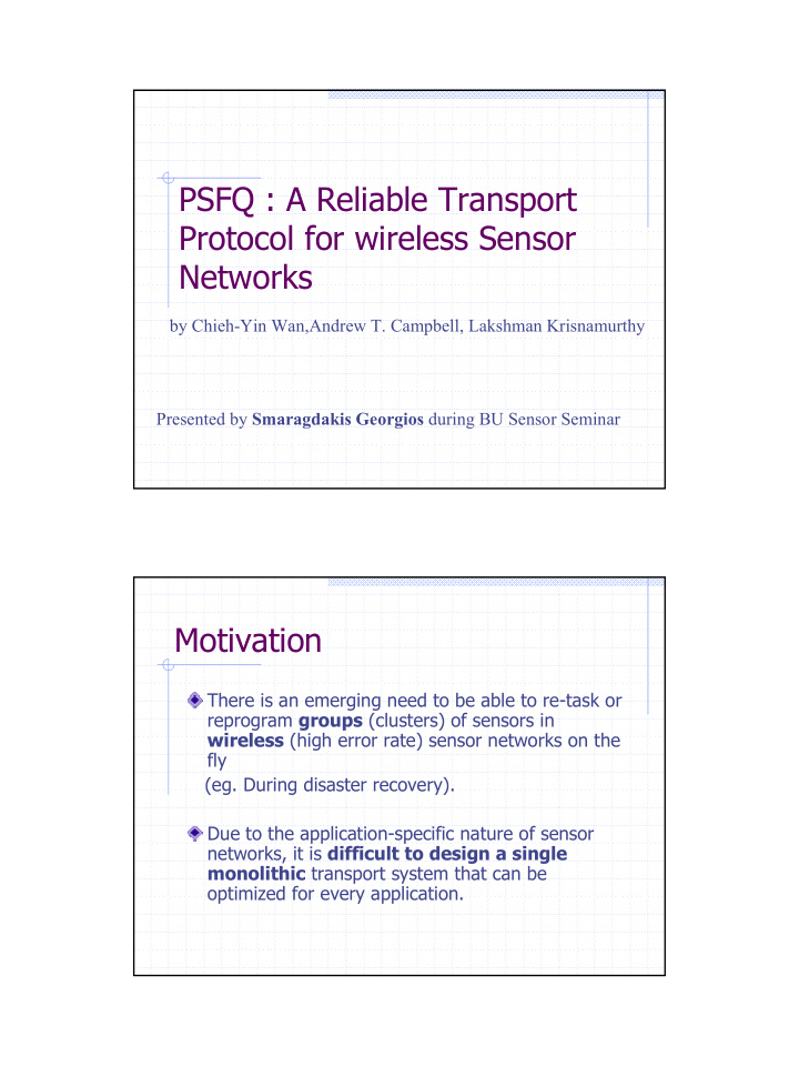 psfq a reliable transport protocol for wireless sensor