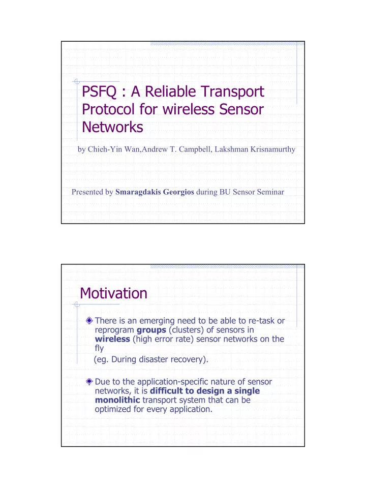 psfq a reliable transport protocol for wireless sensor