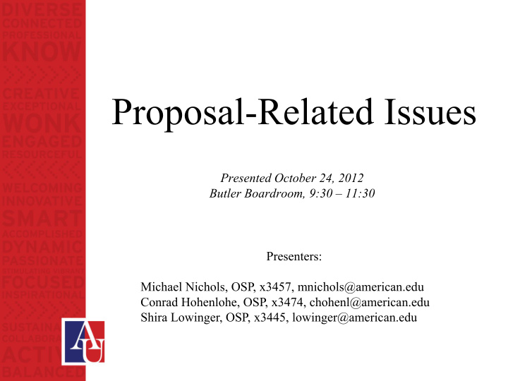 proposal related issues