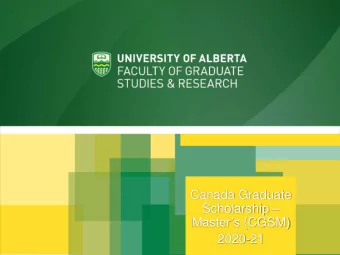 Canada Graduate  Scholarship   Masters (CGSM)  2020-21  Overview of Awards  Frederick Banting