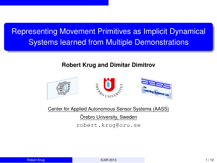 representing movement primitives as implicit dynamical