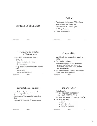 Outline  1. Fundamental limitation of EDA software  2. Realization of VHDL operator  Synthesis Of