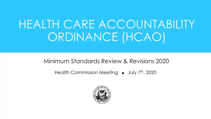 ordinance hcao