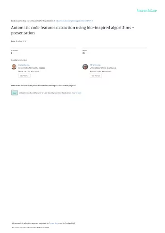 Automatic code features extraction using bio-inspired algorithms -  presentation Data  October