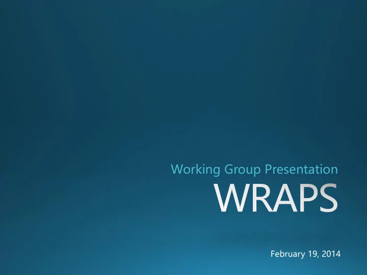 working group presentation