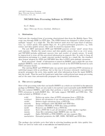 NICMOS Data Processing Software in STSDAS  Ivo C. Busko  Space Telescope Science Institute,