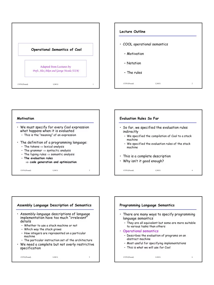 other kinds of semantics introduction to operational