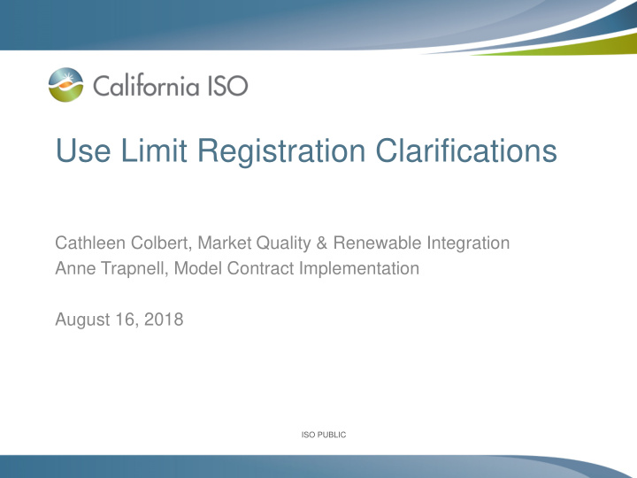 use limit registration clarifications