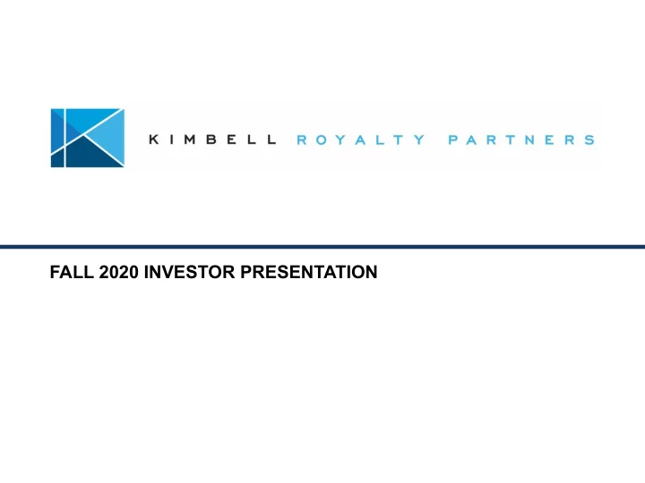 fall 2020 investor presentation