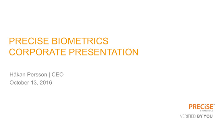 precise biometrics corporate presentation