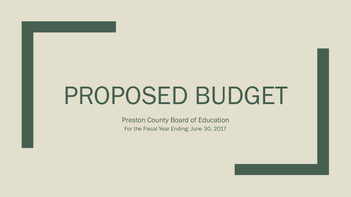 proposed budget