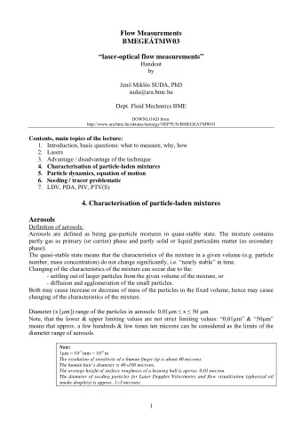 Flow Measurements  BMEGETMW03  laser-optical flow measurements  Handout  by Jen  Mikls