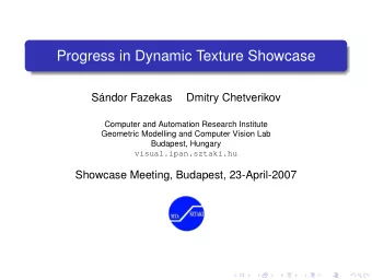 Progress in Dynamic Texture Showcase  Sndor Fazekas  Dmitry Chetverikov  Computer and Automation