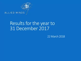 31 December 2017  22 March 2018  Disclaimer  The following presentation, including any printed or