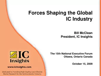 Forces Shaping the Global  IC Industry  Bill McClean  President, IC Insights  The 15th National