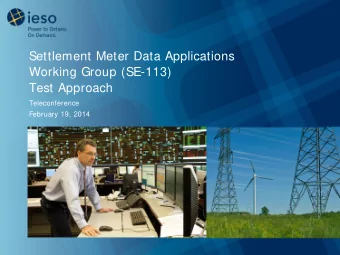 Settlement Meter Data Applications  Working Group (SE-113)  Test Approach  Teleconference  February