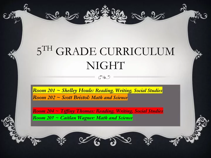 5 th grade curriculum night