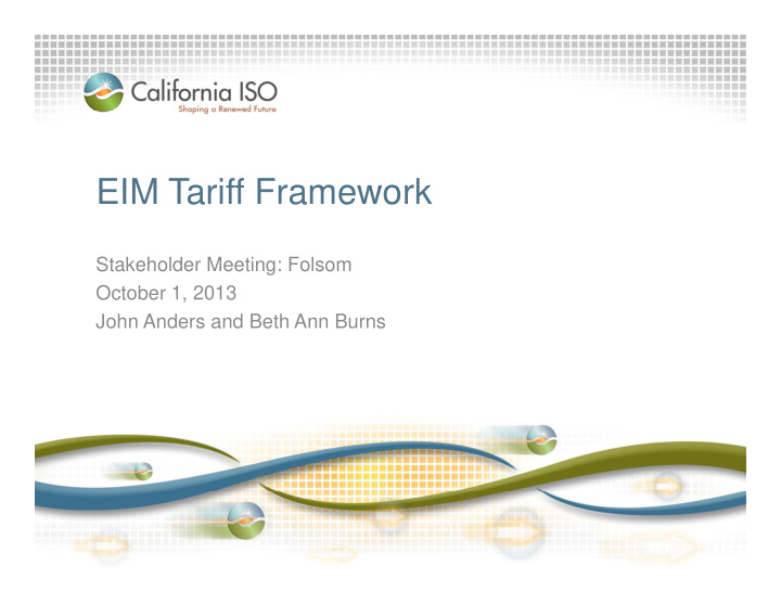 eim tariff framework eim tariff framework
