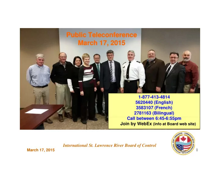 public teleconference public teleconference march 17 2015
