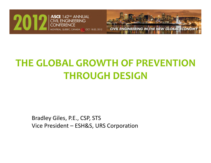the global growth of prevention through design