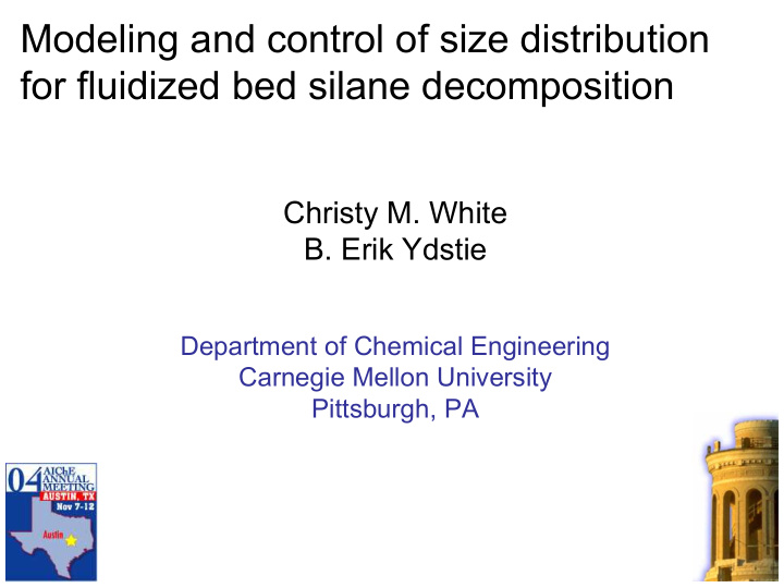 modeling and control of size distribution for fluidized