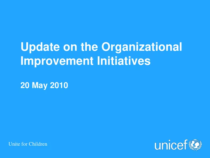 update on the organizational