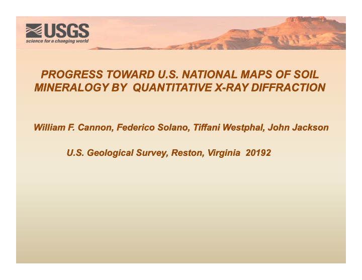 progress toward u s national maps of soil progress toward