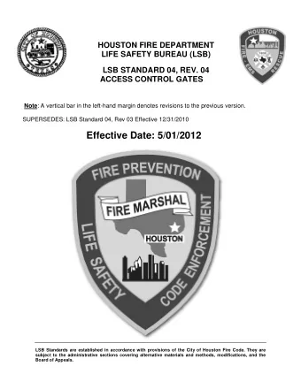 Effective Date: 5/01/2012  LSB Standards are established in accordance with provisions of the City