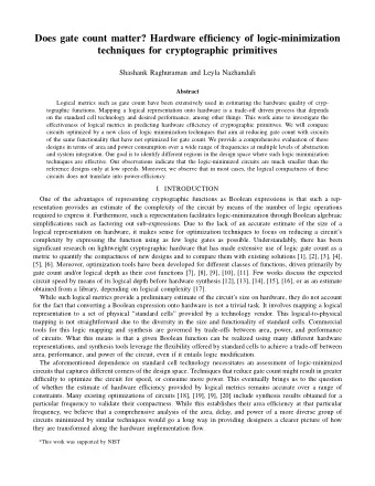 Does gate count matter? Hardware efficiency of logic-minimization  techniques for cryptographic