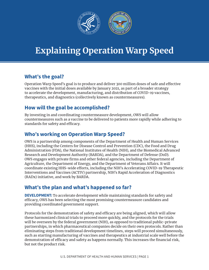 explaining operation warp speed
