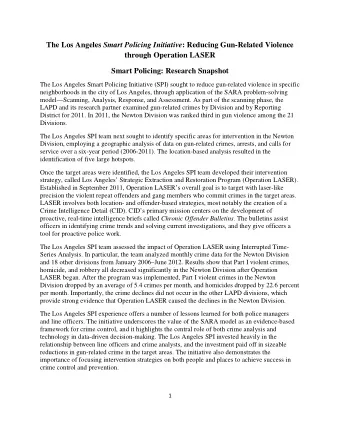 The Los Angeles Smart Policing Initiative : Reducing Gun-Related Violence  through Operation LASER
