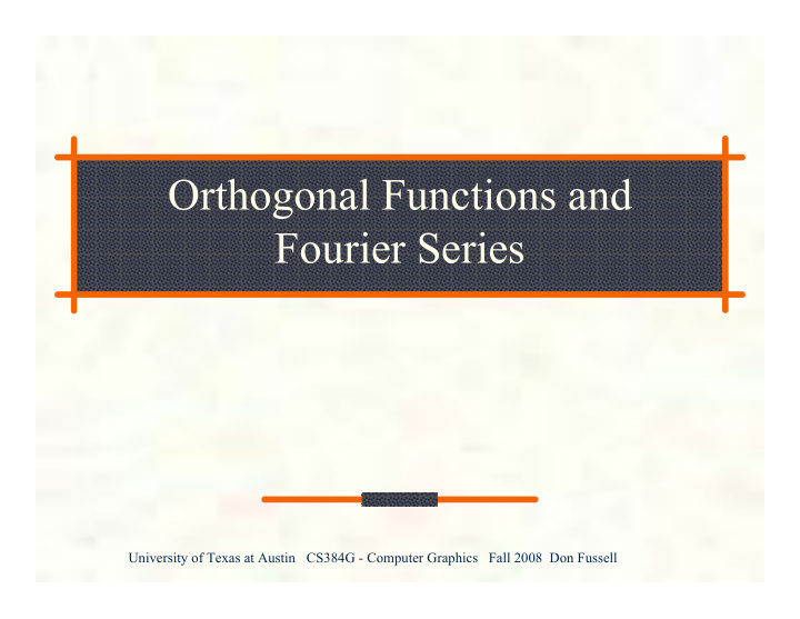 orthogonal functions and fourier series