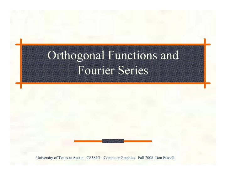 orthogonal functions and fourier series