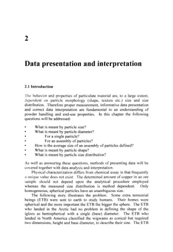 Data presentation and interpretation  2.1 Introduction I he behavior and properties of particulate