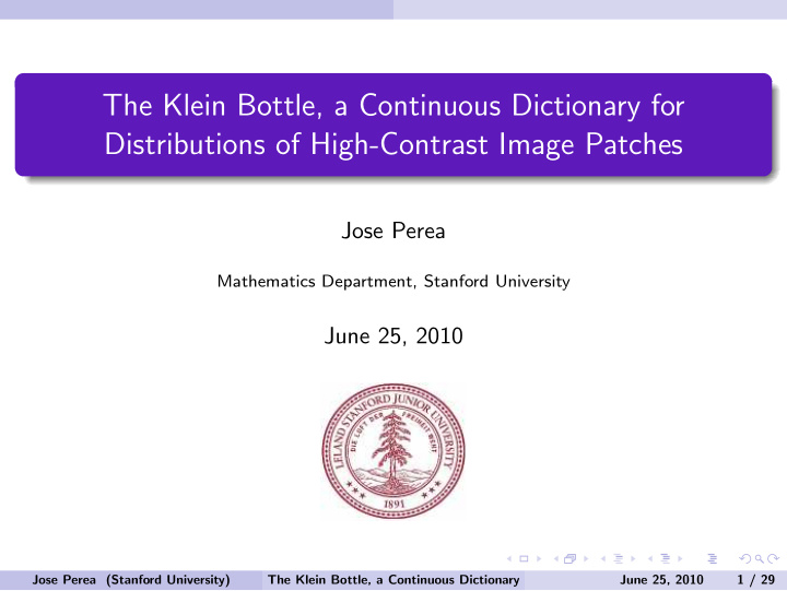 the klein bottle a continuous dictionary for