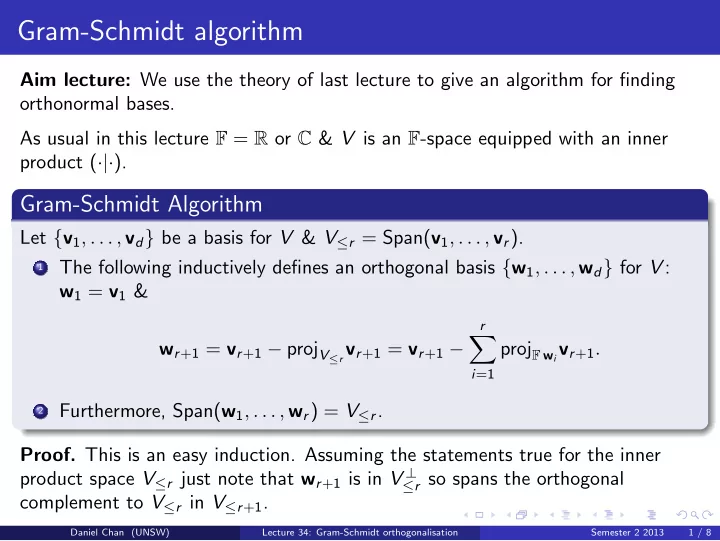 gram schmidt algorithm