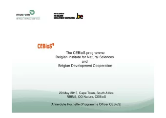 The CEBioS programme  Belgian Institute for Natural Sciences  and  Belgian Development Cooperation