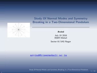 Study Of Normal Modes and Symmetry  Breaking in a Two-Dimensional Pendulum  Arvind  July 18 2016