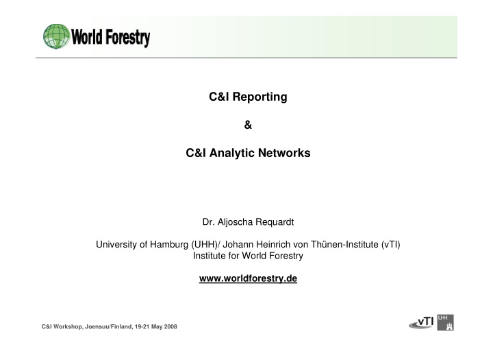 c i reporting c i analytic networks