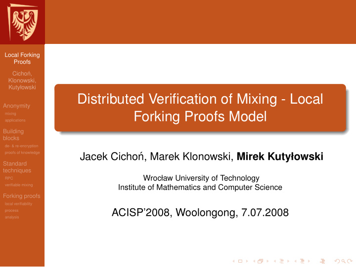 distributed verification of mixing local