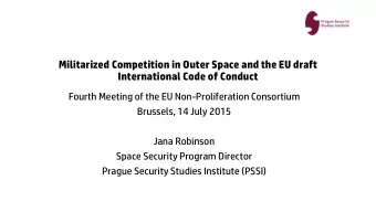 International Code of Conduct  Fourth Meeting of the EU Non-Proliferation Consortium  Brussels, 14
