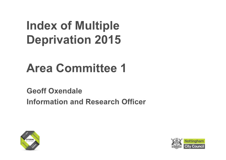 index of multiple deprivation 2015 area committee 1