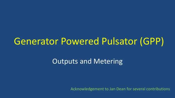 generator powered pulsator gpp
