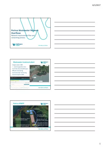 Porirua Wastewater Network  Overflows Network Improvement Plan and consenting process Wastewater