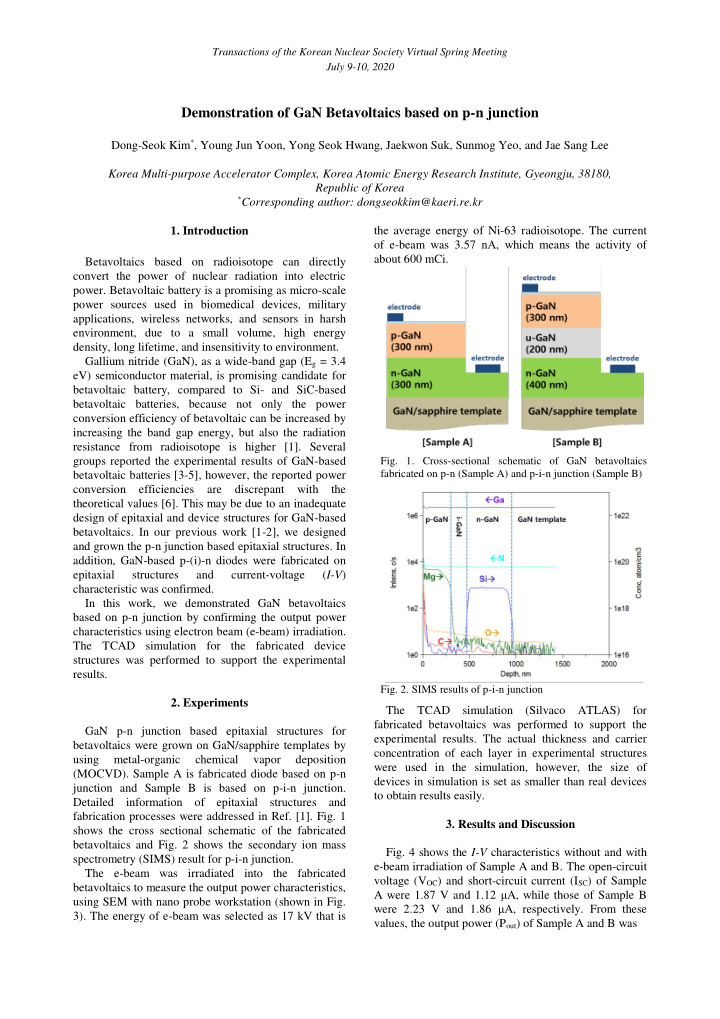 demonstration of gan betavoltaics based on p n junction