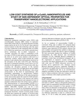 LOW-COST SYNTHESIS OF p-CuAlO 2 NANOPARTICLES AND  STUDY OF SIZE-DEPENDENT OPTICAL PROPERTIES FOR