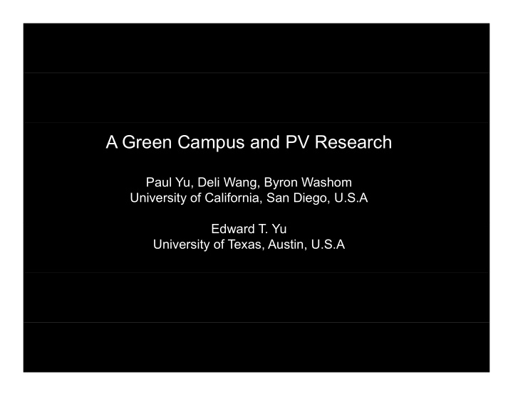 a green campus and pv research