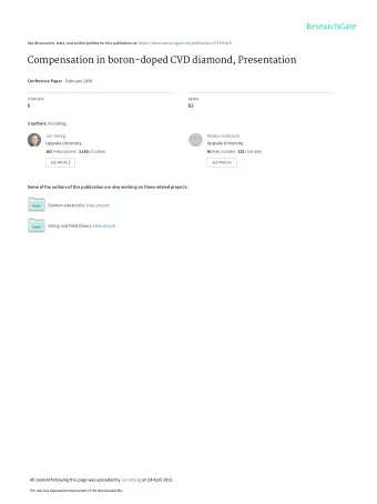 Compensation in boron-doped CVD diamond, Presentation Conference Paper  February 2008  CITATIONS